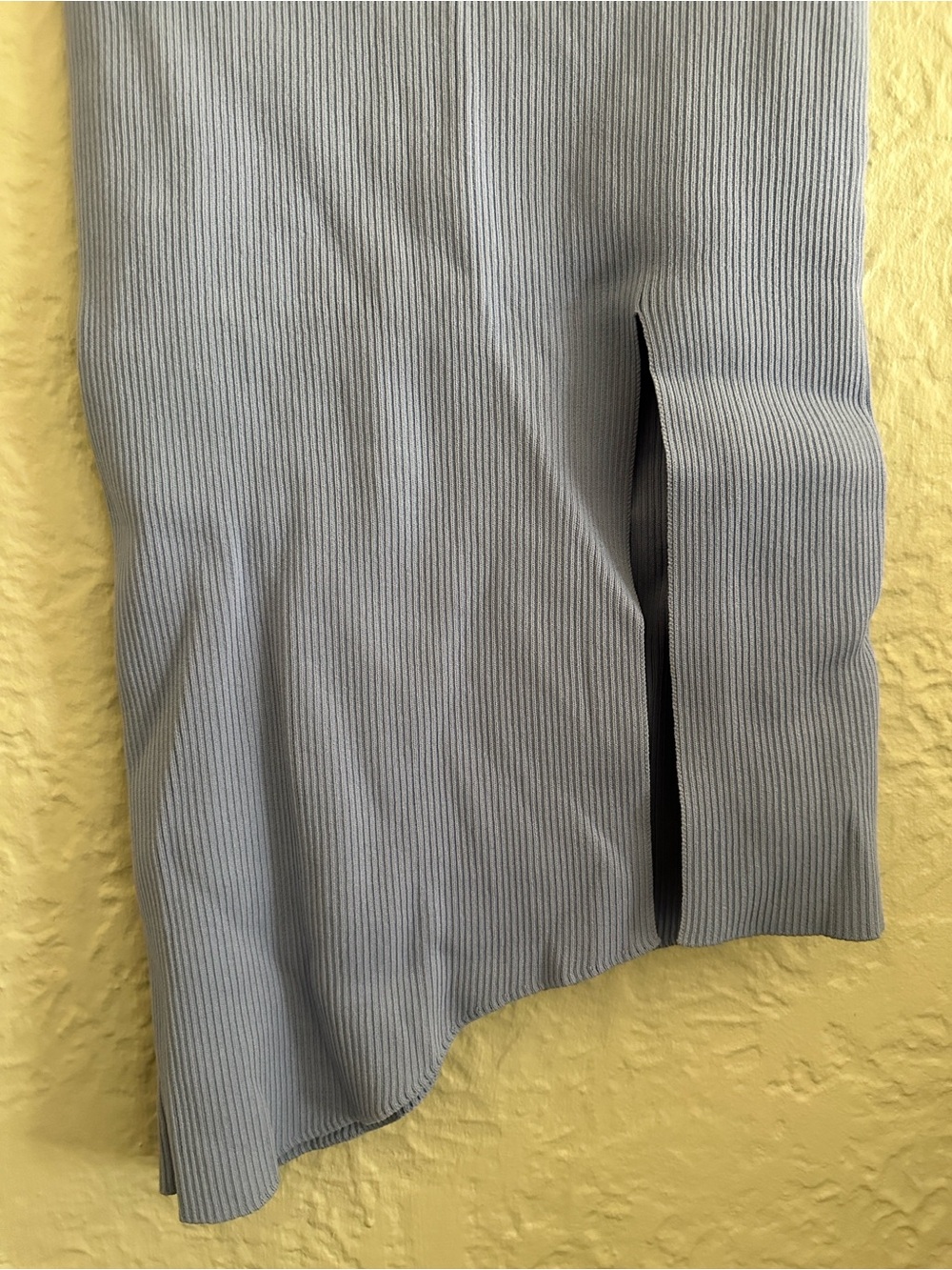 White Fox Light Blue Ribbed Side Slit Skirt Medium - Picture 7 of 8